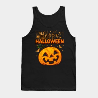 Funny Spooky Season Retro Pumpkin Happy Halloween Shirt Tank Top